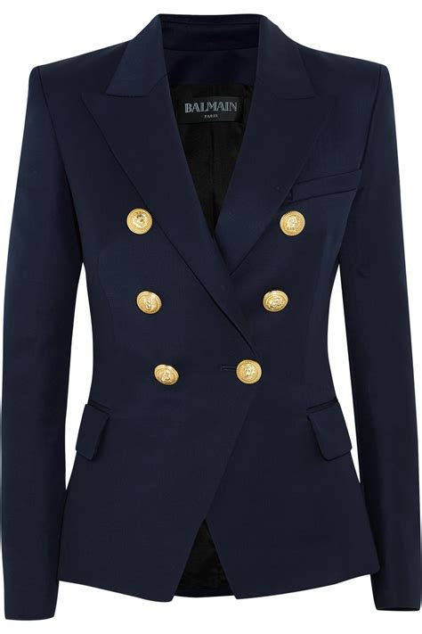 women's navy double breasted blazer.